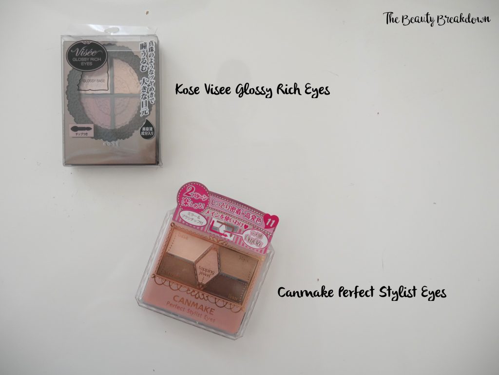 kose visee glossy eyes and canmake perfect stylist eyeshadow