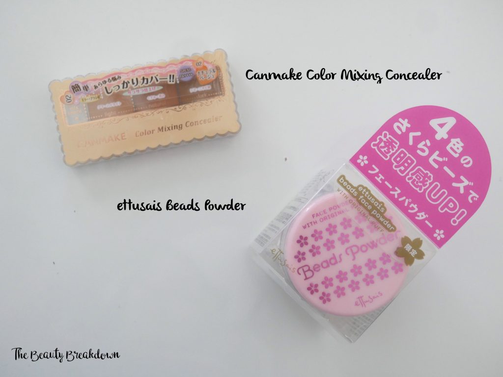 canmake concealer and ettusais beads powder