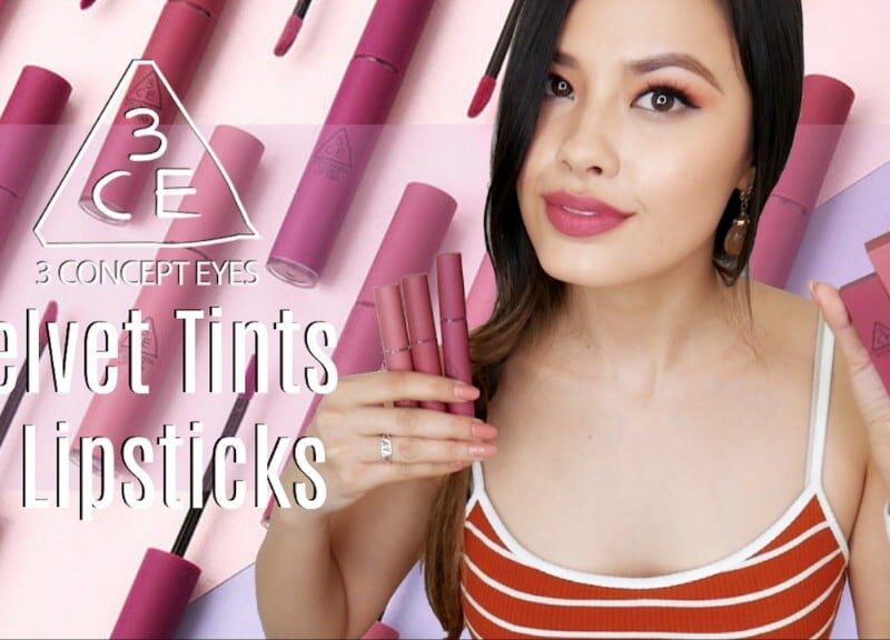 3CE Velvet Lip Tints & Supreme Violet Matte Lipstick Swatches and Review